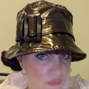 Baroness&Ashley Brown Patent Leather Bucket Hat, Sizeable